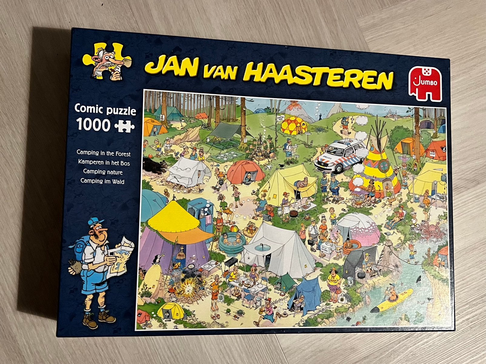 Jan van Haasteren Comic Puzzel - Kamperen in het Bos, Ophalen of Verzenden, 500 t/m 1500 stukjes, Zo goed als nieuw, Legpuzzel