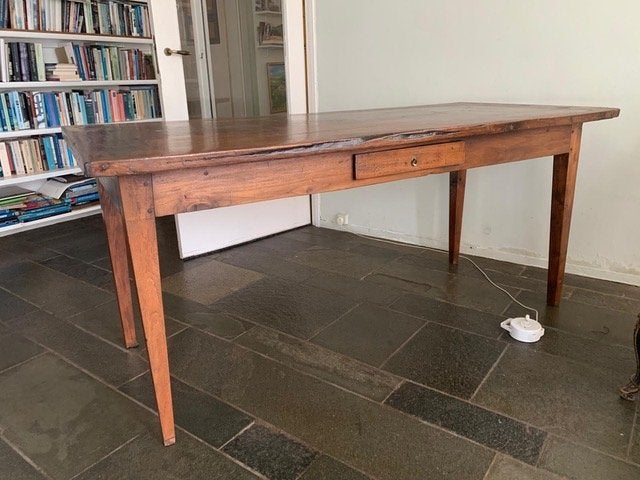 Antieke houten eettafel met lade, Ophalen of Verzenden