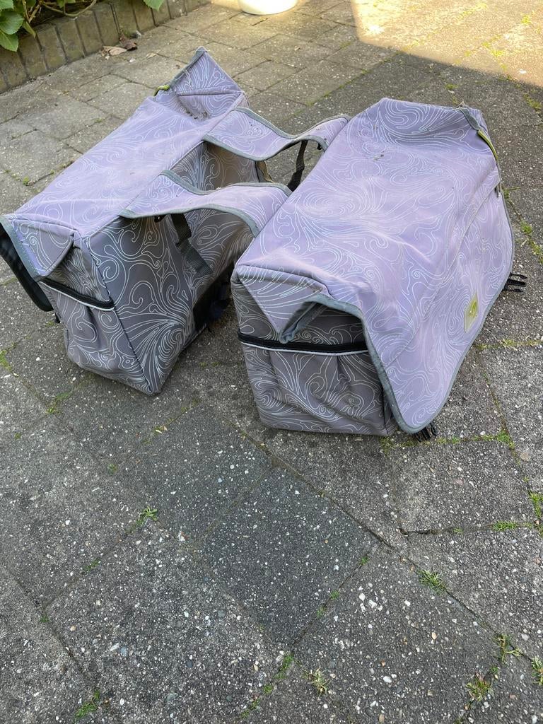 New Looxs fietstassen - Grijs met wit patroon, Ophalen, Gebruikt