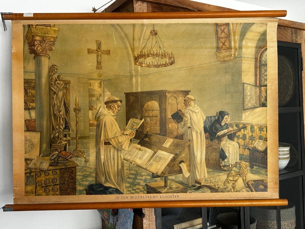 In een middeleeuws klooster, Antiek en Kunst, Ophalen of Verzenden, Geschiedenis