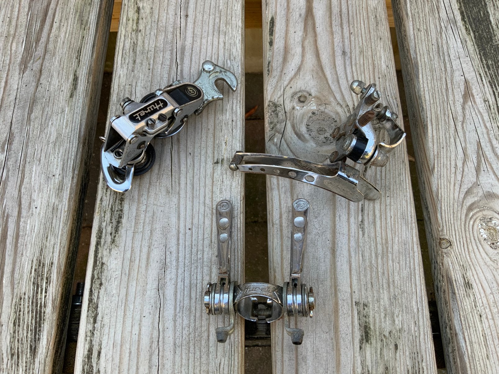 Huret voor en achter derailleur en shifters, Fietsen en Brommers, Gebruikt, Staal, Ophalen of Verzenden, Derailleur of Ketting