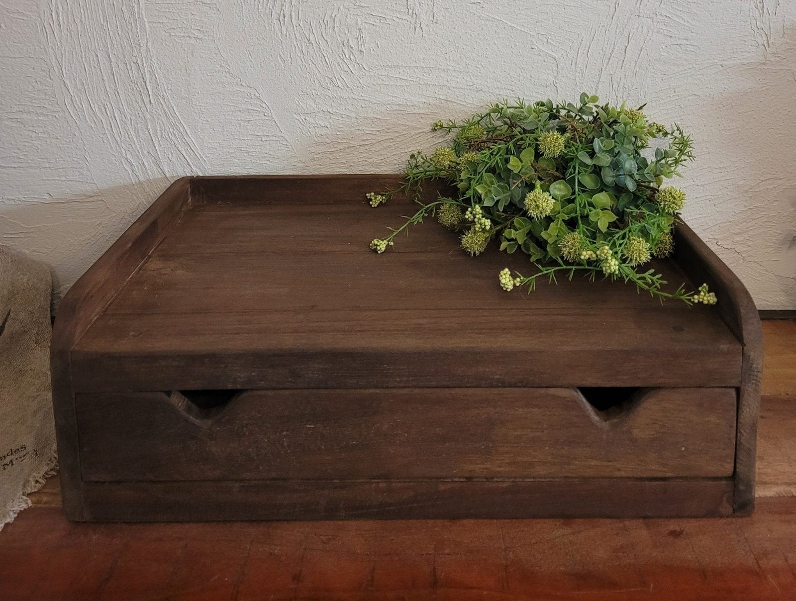 Coffee plateau met lade  teak hout, Ophalen of Verzenden