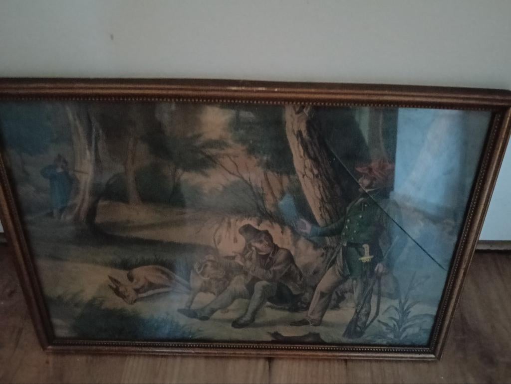 Schilderij: Slapende Jagers in Bos, Ophalen of Verzenden
