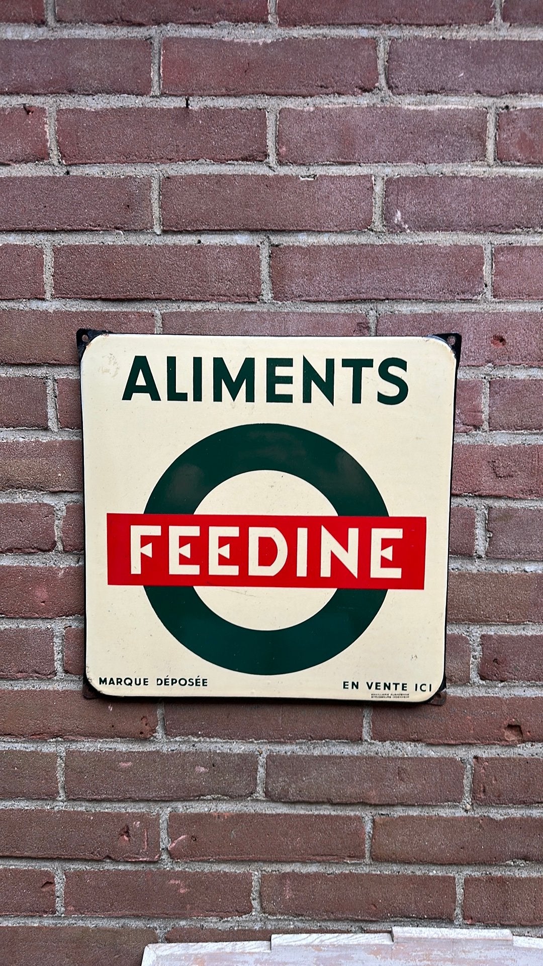 Emaille reclamebord Feedine diervoeding, Ophalen of Verzenden