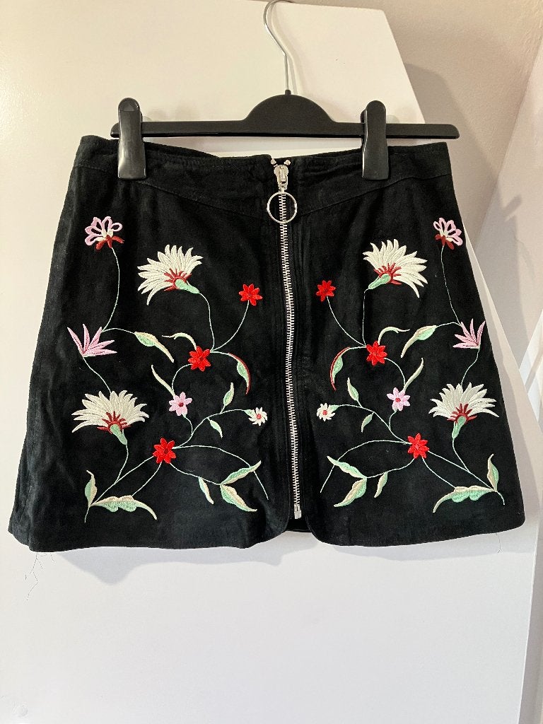 Geborduurde rok Zara, Maat 38/40 (M), Verzenden, Zwart, Zo goed als nieuw