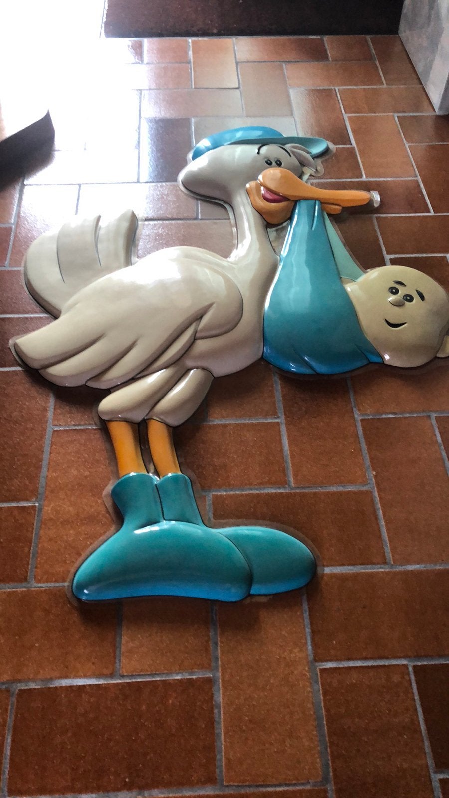 Geboortebord Ooievaar met Baby - Jongen, Kinderen en Baby's, Kraamcadeaus en Geboorteborden, Ophalen, Gebruikt, Geboortebord