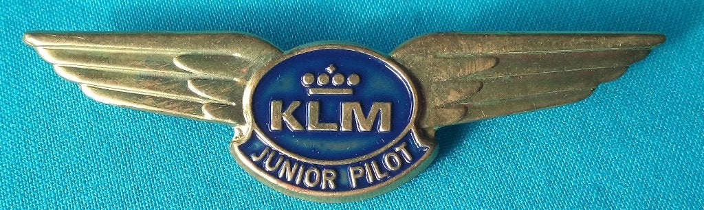 KLM JUNIOR PILOT WINGS LUCHTVAART INSIGNE UIT JAREN ‘70, Verzenden, Patch, Badge of Embleem