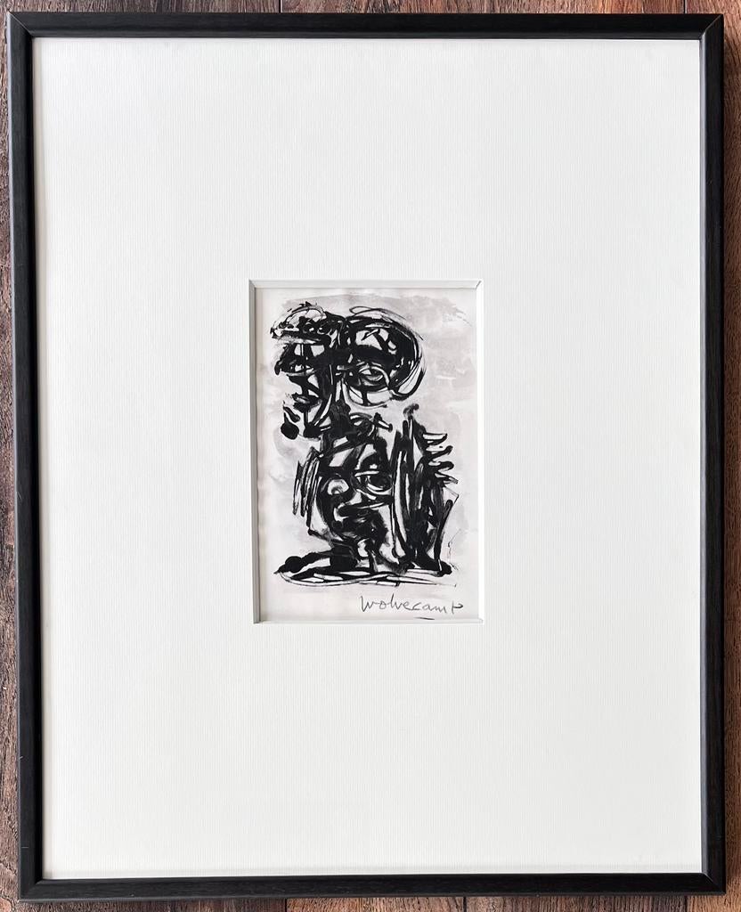Theo Wolvecamp; unieke kleine inkttekening, gesigneerd, Antiek en Kunst, Kunst | Schilderijen | Modern, Ophalen
