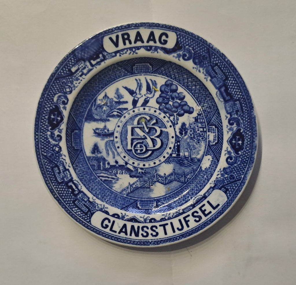 B. van der Sluys. Reclame bordje "Vraag Glansstijfsel", Ophalen of Verzenden, Zo goed als nieuw, Reclamebord