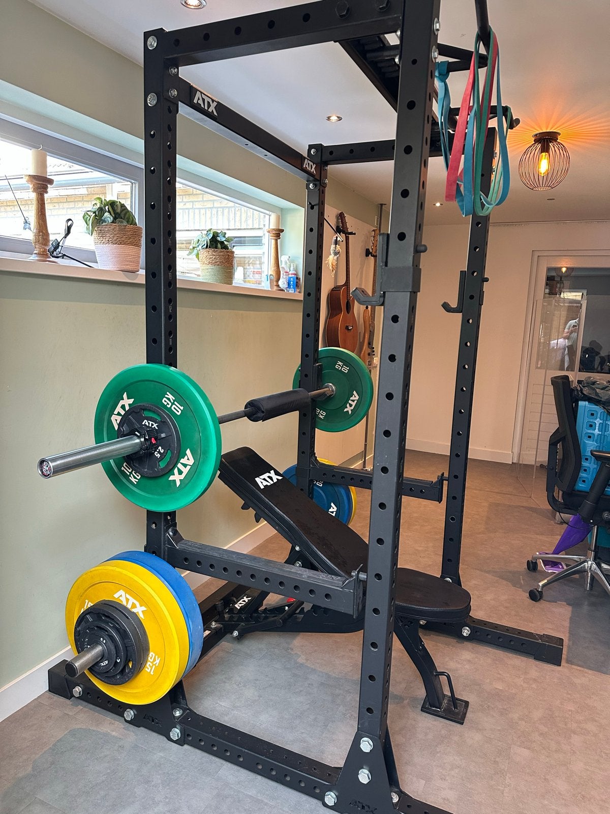 ATX power rack 750 met halterstang, gewichten en halterbank, Sport en Fitness, Ophalen, Gebruikt, Krachtstation, Metaal