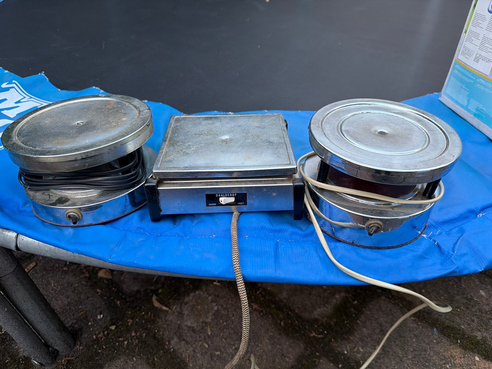 Vintage Daalderop warmhoudplaat met 2 warmhoudschalen, Ophalen of Verzenden, Gebruikt
