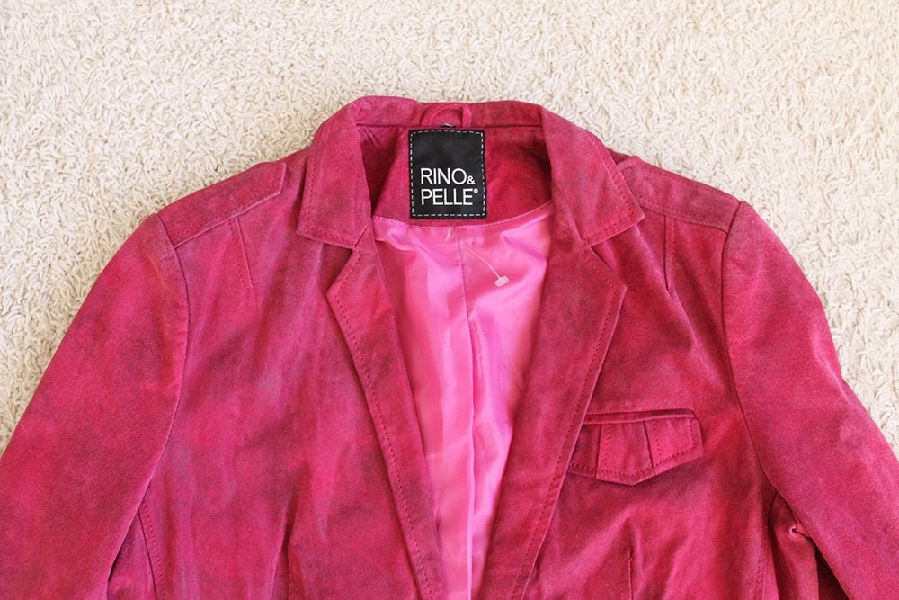 Zeer Mooie Suede Rino & Pelle Jas (L) € 60,-, Maat 42/44 (L), Ophalen of Verzenden, Zo goed als nieuw, Roze