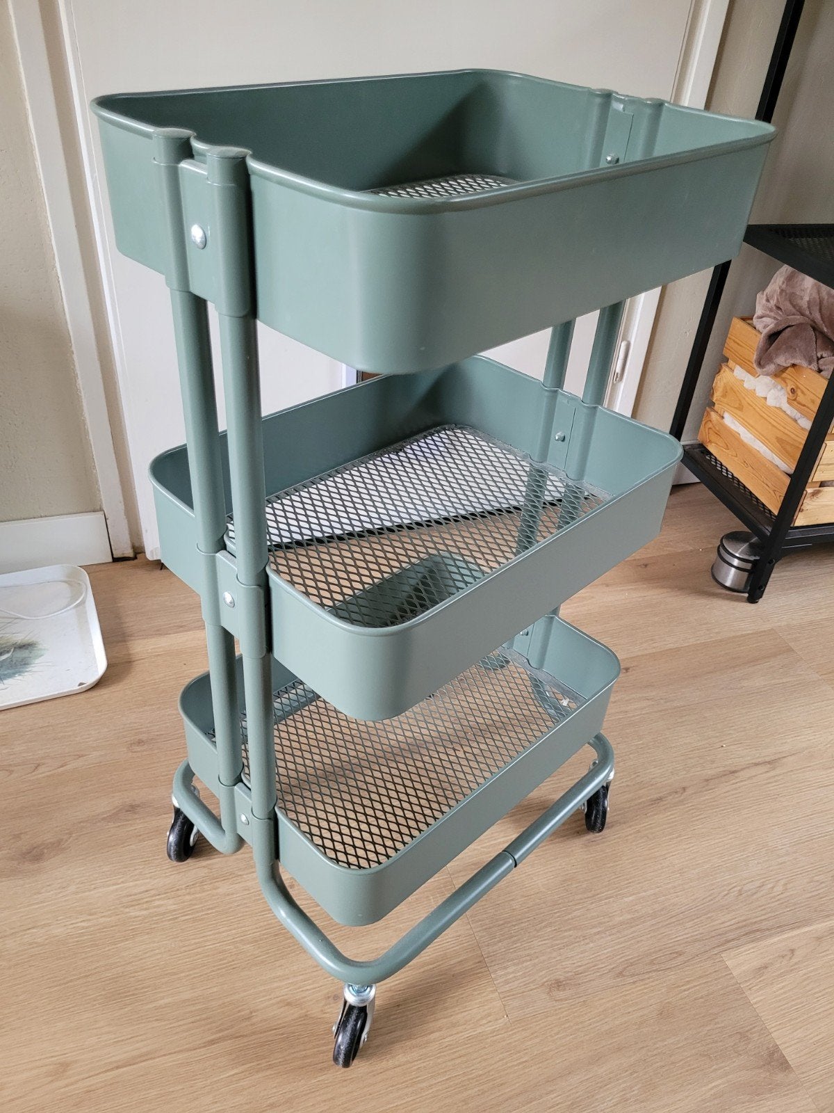 IKEA Raskog (keuken)trolley grijsgroen, Ophalen, Minder dan 50 cm, Zo goed als nieuw, Minder dan 100 cm