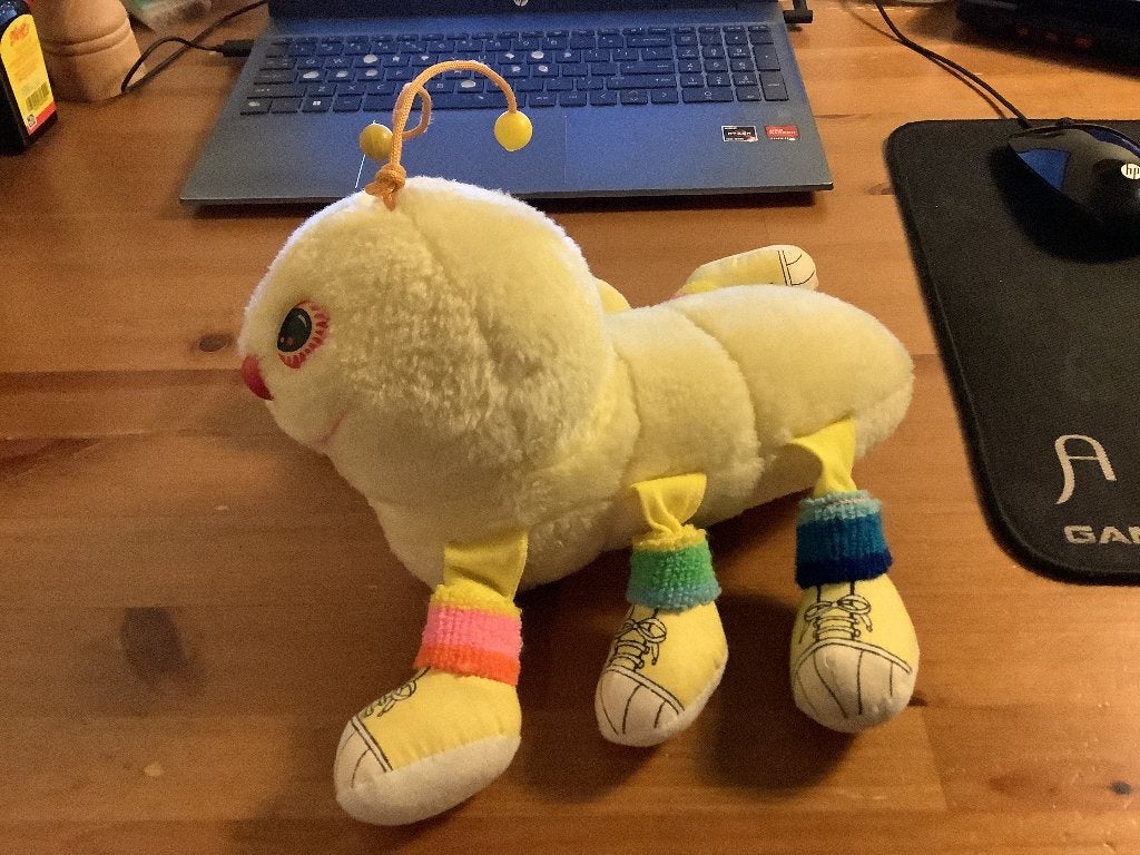 Vintage Lots of legs caterpillar knuffel 1983. 6 pootjes, Ophalen of Verzenden