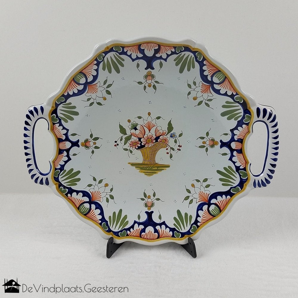 Antieke Franse schaal - Décor Rouen - Handgedecoreerd, Ophalen of Verzenden