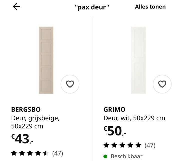 GEZOCHT 6x deuren voor PAX kasten, Huis en Inrichting, Ophalen of Verzenden, Zo goed als nieuw, 200 cm of meer