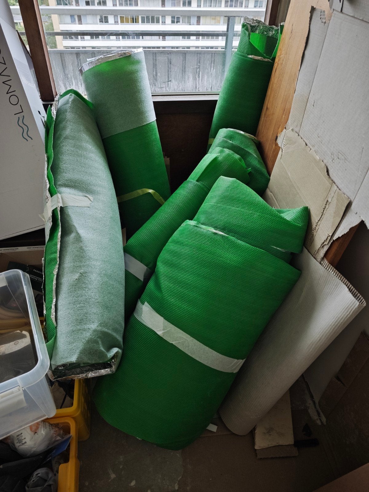 Ondervloer folie op rol +- 70m2, Ophalen, Gebruikt, Overige typen, 10 m² of meer