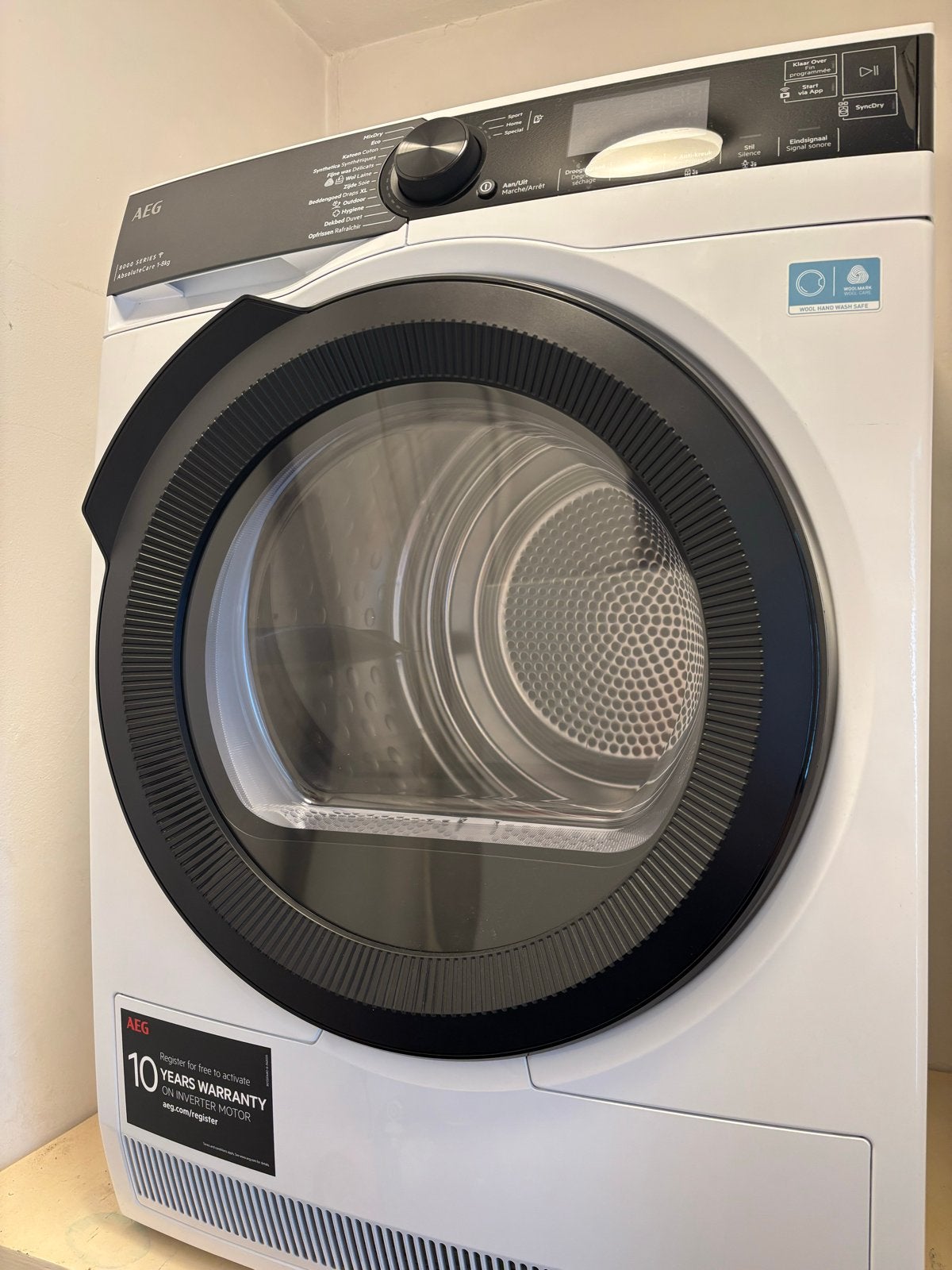AEG Lavamat wasmachine en AEG T8DBE84W droger, Ophalen, 8 tot 10 kg, Zo goed als nieuw, Voorlader