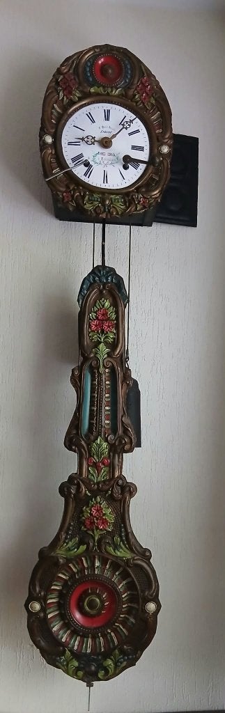 Antieke Lebret , Bloem Comtoise Klok , omstreeks 1870 ., Ophalen of Verzenden