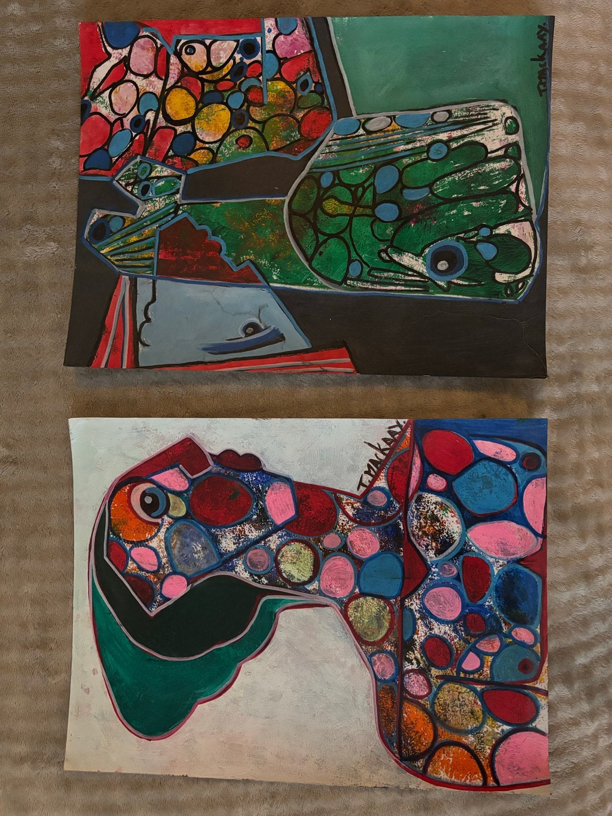 2 originele tekeningen van T. Mackaay, Antiek en Kunst, Ophalen of Verzenden, Tekening, Origineel