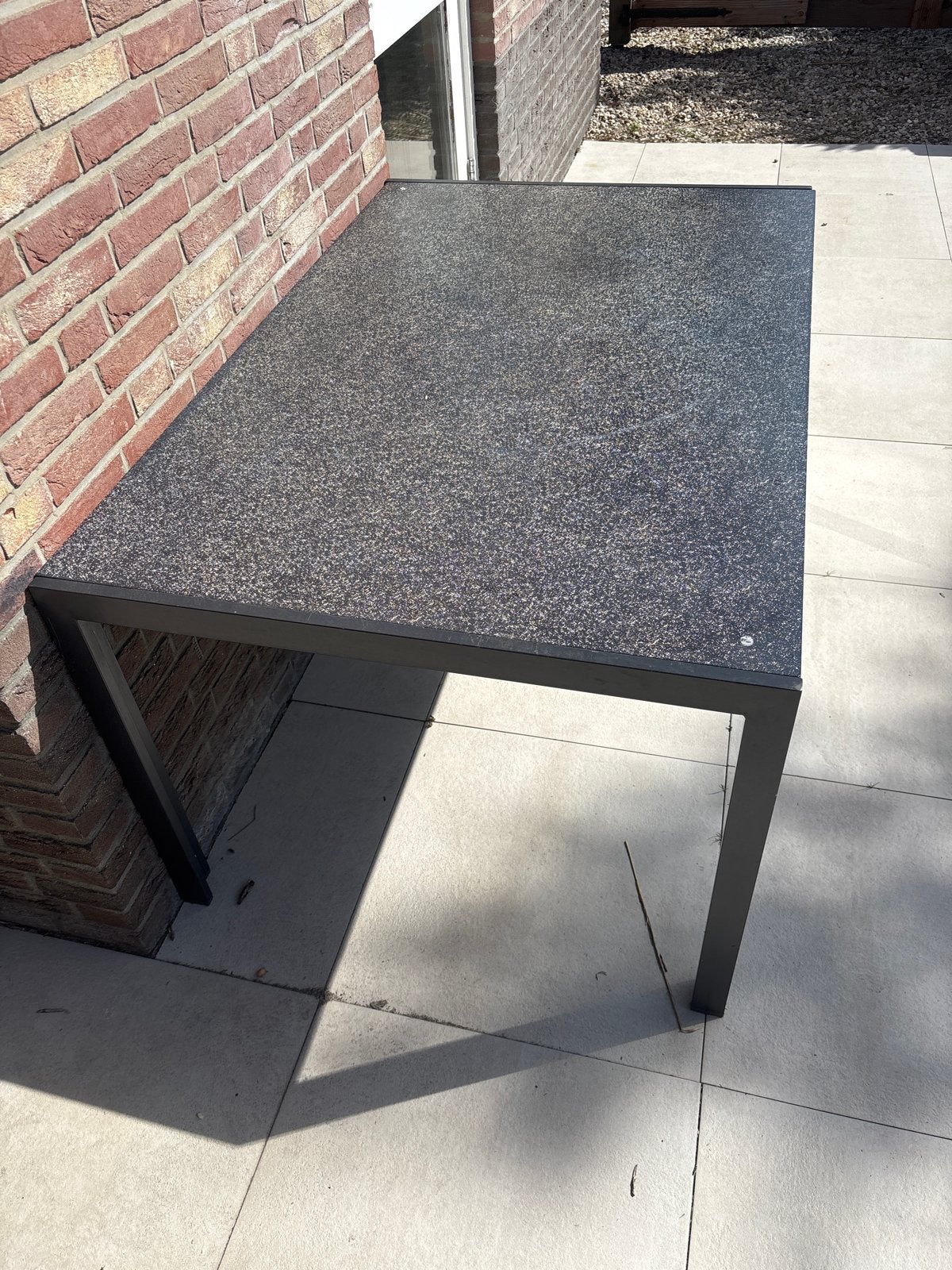 Tuintafel 144x92x73,5 cm, Ophalen, Zo goed als nieuw, Rechthoekig, Metaal