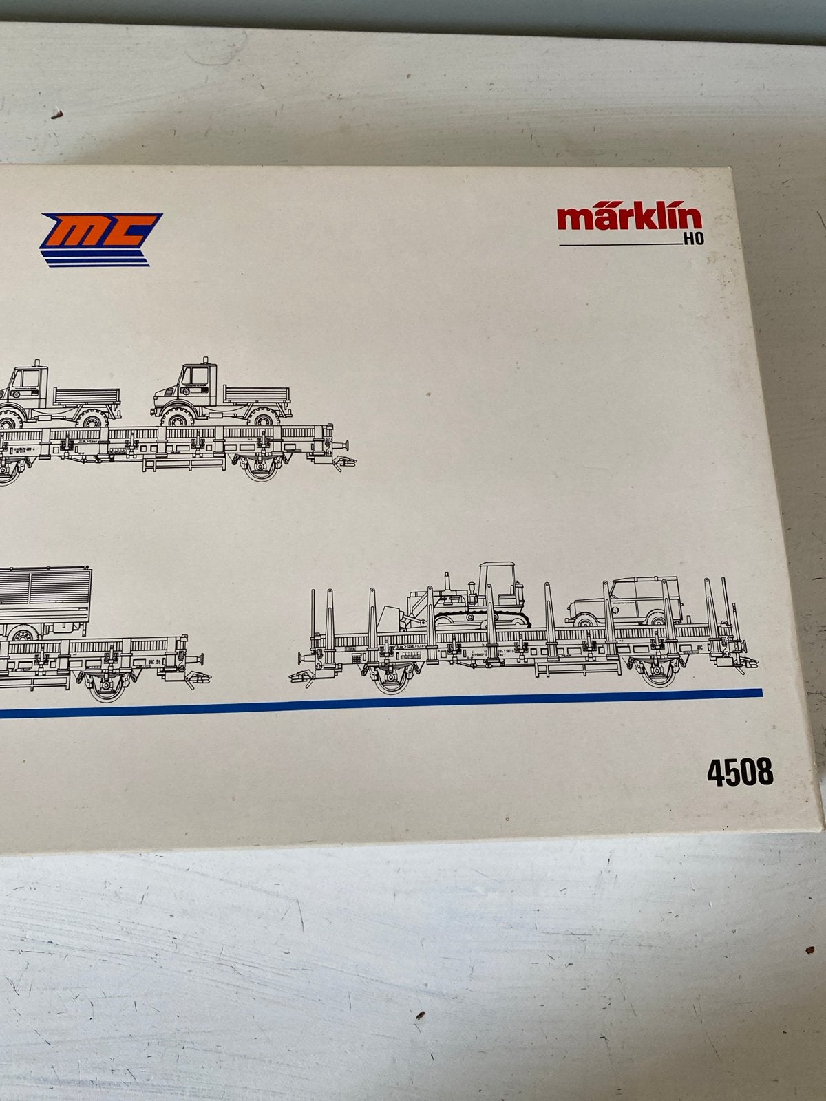 Märklin H0 4508 Goederenwagon set met Unimogs, Wisselstroom, Wagon, Ophalen of Verzenden, Zo goed als nieuw