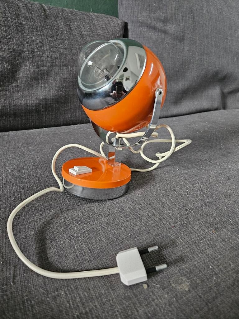 Vintage oranje tafellamp - Space Age design, Ophalen, Gebruikt, Metaal, Minder dan 50 cm