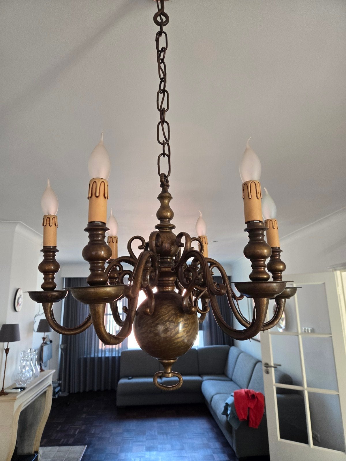 Bronzen lamp massief, Ophalen, Zo goed als nieuw