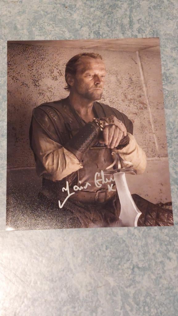 Handtekening Iain Glen 	Jorah Mormont Game of Thrones, Verzamelen, Ophalen of Verzenden, Zo goed als nieuw, Gesigneerd