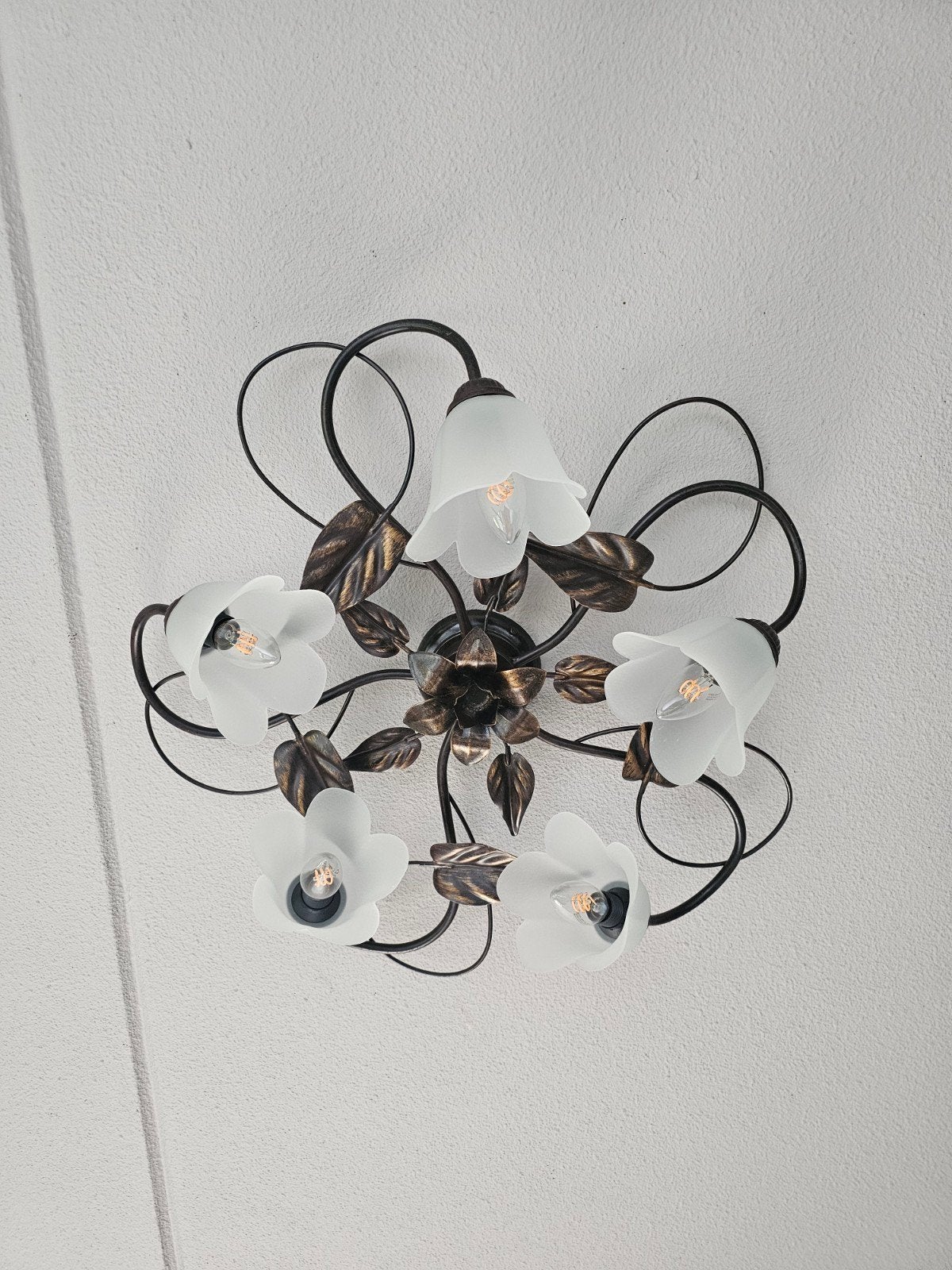 Klassieke Noale Plafonnière, plafondlamp, Ophalen, Vintage, E14 (klein), Zo goed als nieuw