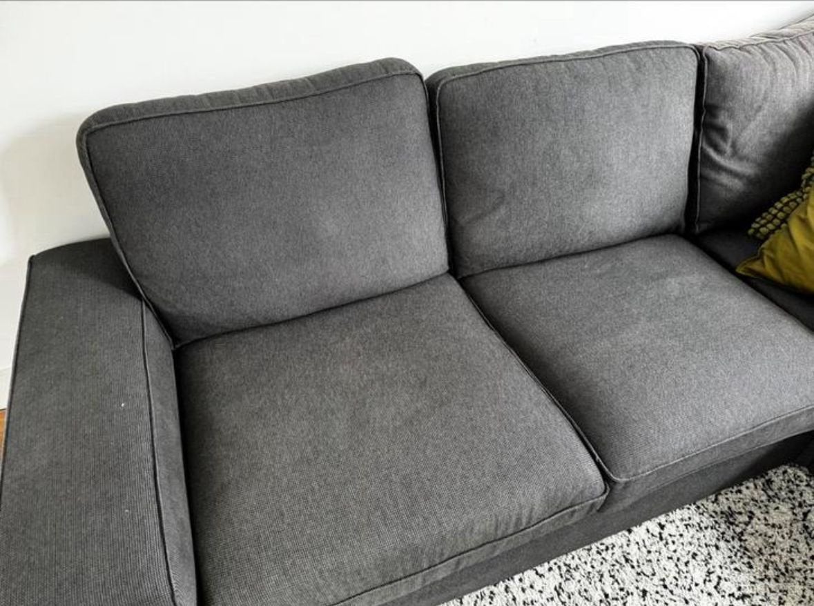 IKEA KIVIK hoekbank antraciet + grote hocker – goede staat, Ophalen, 250 tot 300 cm, Gebruikt, 100 tot 125 cm
