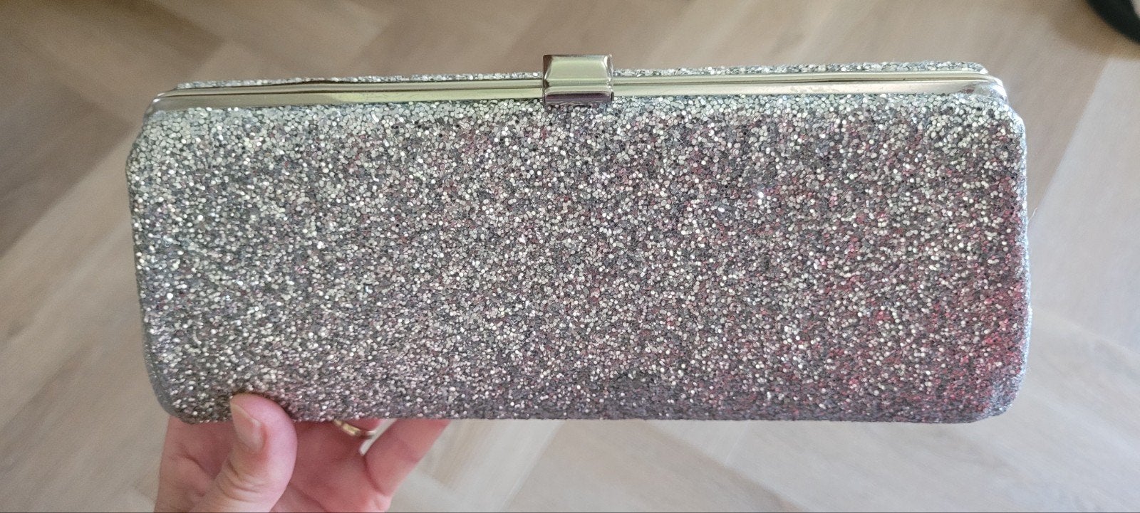 Zilveren avondtasje leer clutch, Ophalen, Zo goed als nieuw, Overige kleuren, Leer