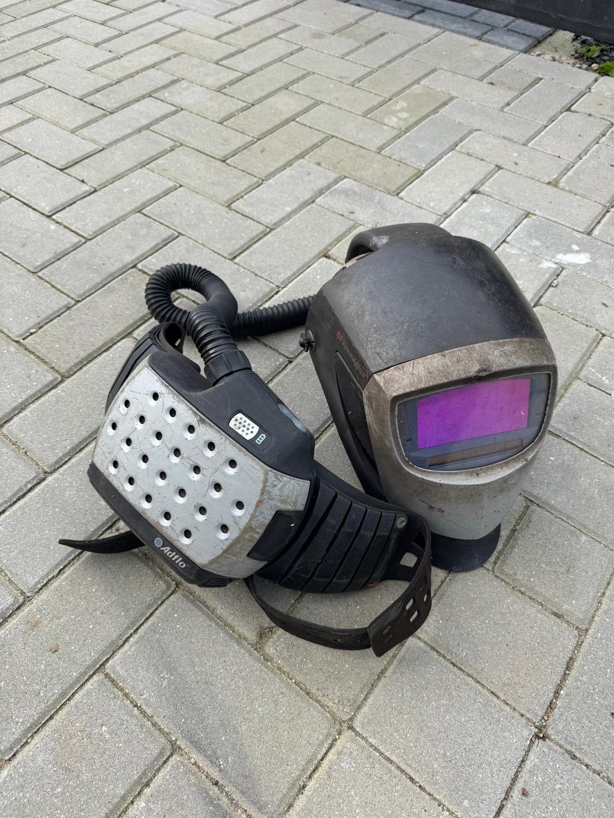 Laskap met filterkast op accu (zonder oplader), Lasfilter, Ophalen of Verzenden, Gebruikt