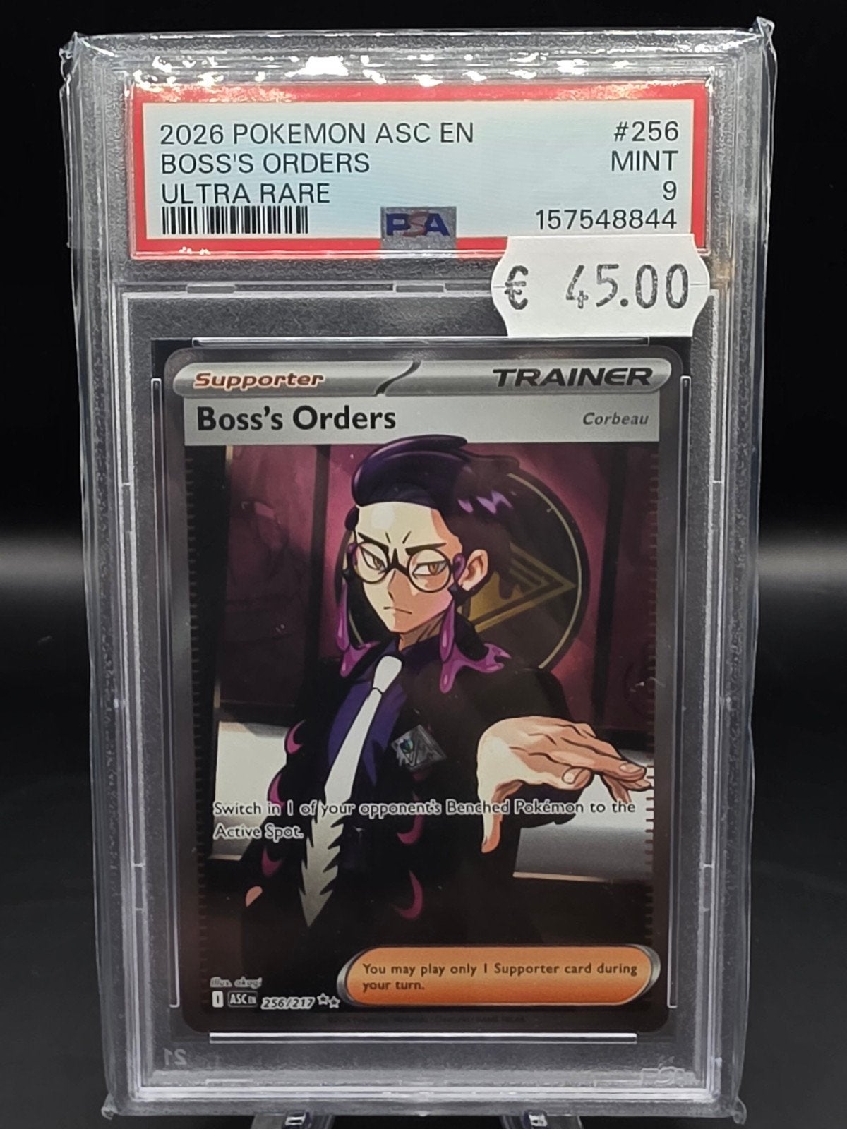 Pokemon Boss's Orders Trainer Kaart PSA 9 Mint, Verzenden, Zo goed als nieuw, Losse kaart