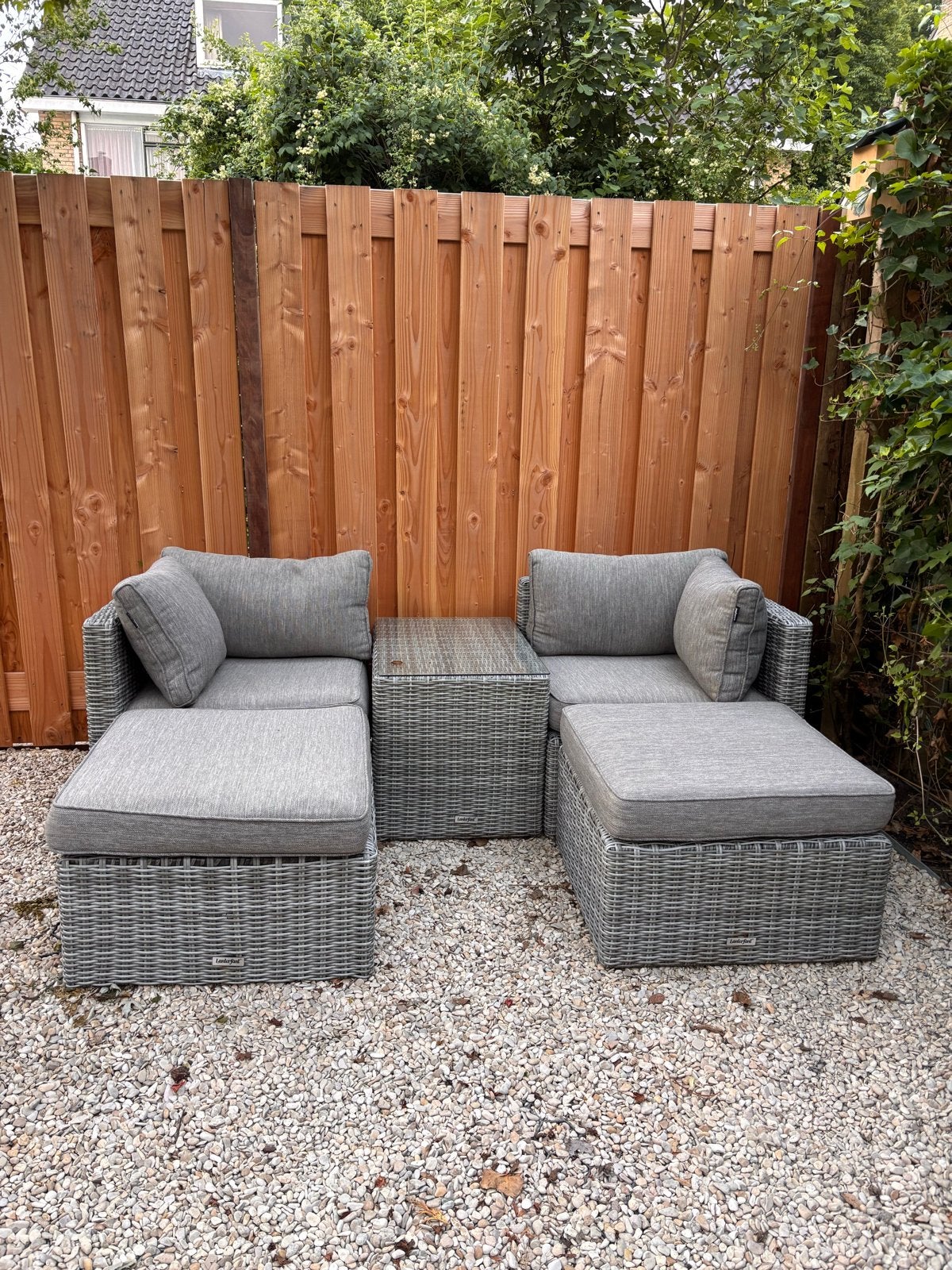 Lanterfant loungeset met bijzettafel, Gebruikt, Loungeset, Wicker, Bank
