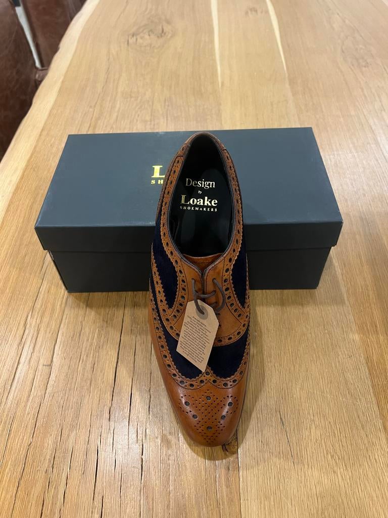 Loake Kerridge TN Brogues - Cognac Leer & Navy Suède, Kleding | Heren, Schoenen, Ophalen of Verzenden, Nieuw, Bruin