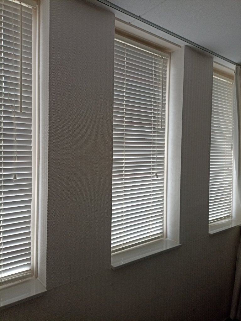 Houten Jaloezieën, Gebruikt, Wit, 150 tot 200 cm, 50 tot 100 cm