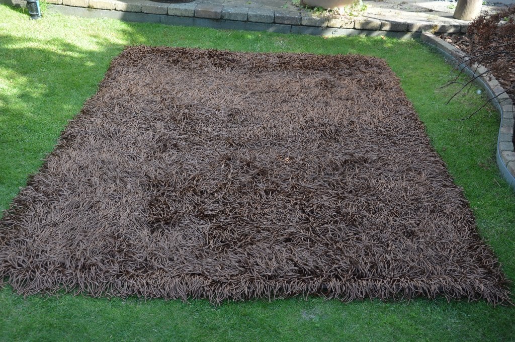 Hoogpolig tapijt / vloerkleed / karpet bruin Type Spaghetti, Hoogpolig, Bruin, 150 tot 200 cm, 200 cm of meer