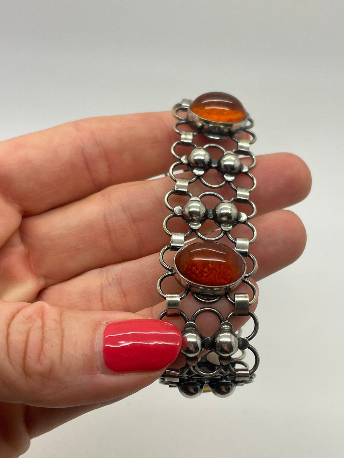 F500 Prachtige zilveren armband barnsteen, Ophalen of Verzenden, Zilver, Armband, Met edelsteen