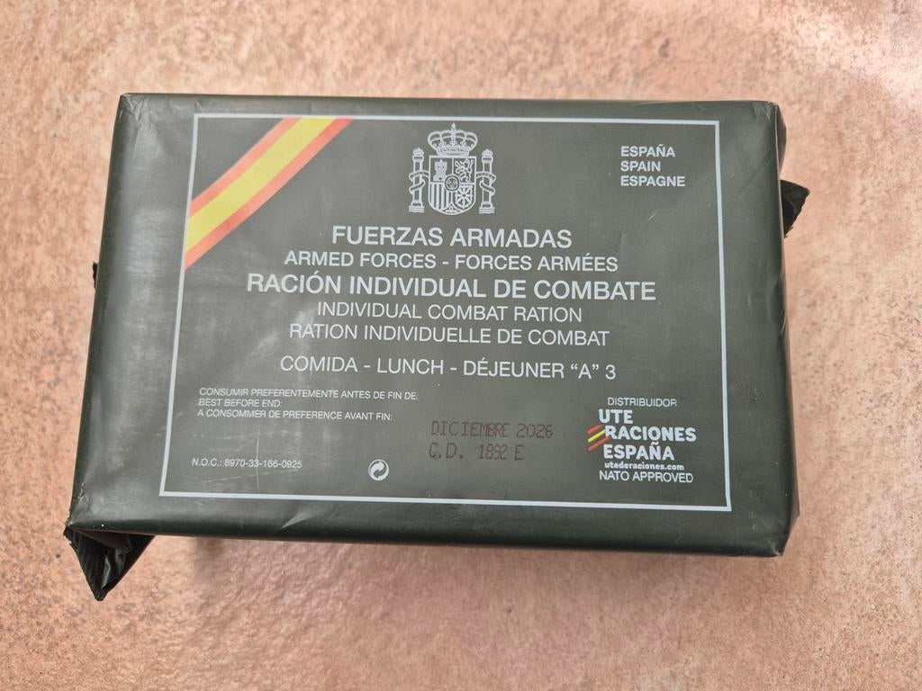 A3 MRE Rantsoen Spaanse Strijdkrachten-Militair Voedsel, Ophalen of Verzenden