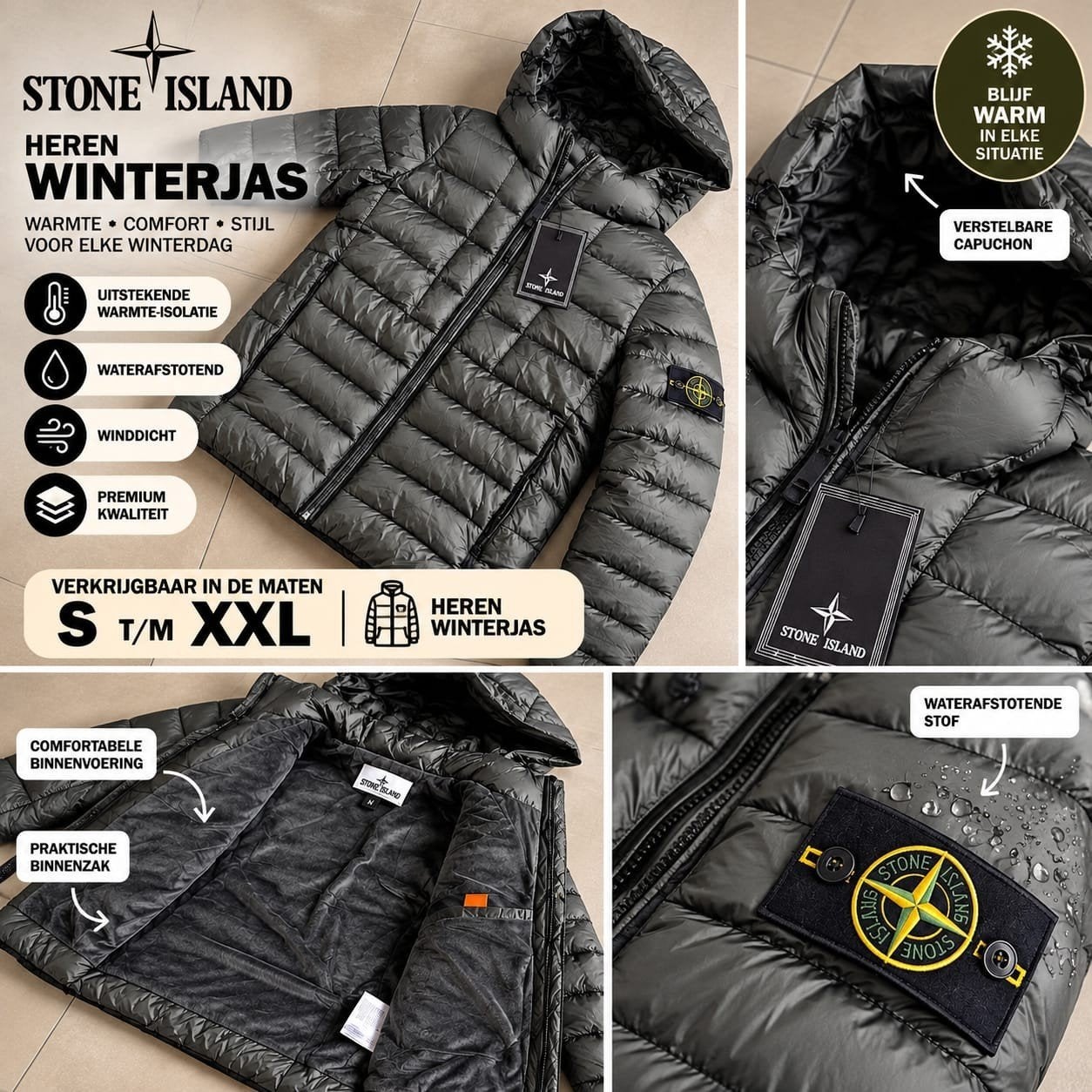 Stone island heren winterjas S tm XXL merkkleding, Ophalen of Verzenden, Nieuw, Maat 56/58 (XL), Zwart