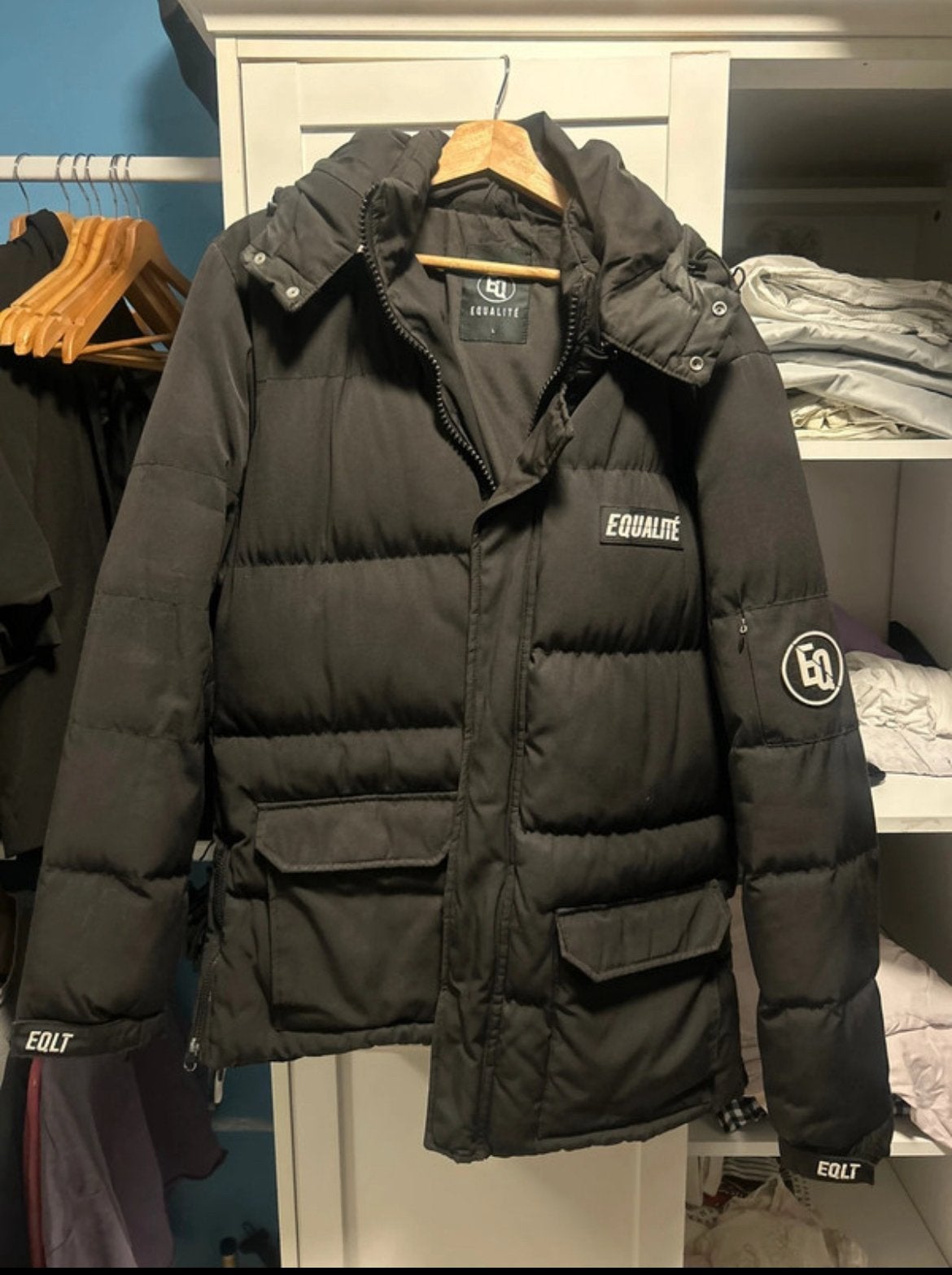 Equalité Puffer Jacket – maat L, Ophalen of Verzenden, Zo goed als nieuw, Zwart