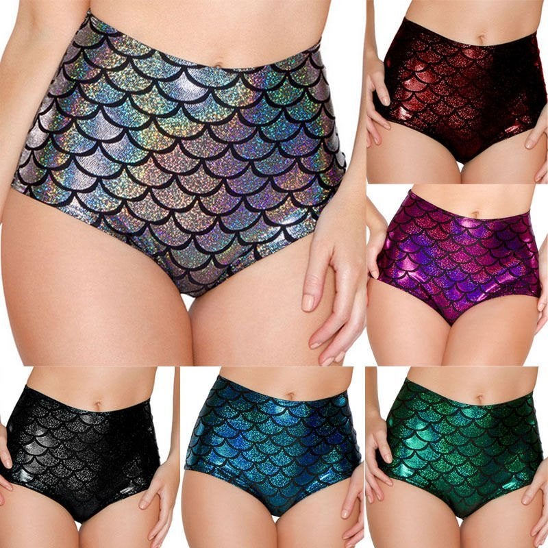 Hot pants schubben patroon (sexy broekje wetlook kort dames), Maat 38/40 (M), Overige kleuren, Kort, Verzenden