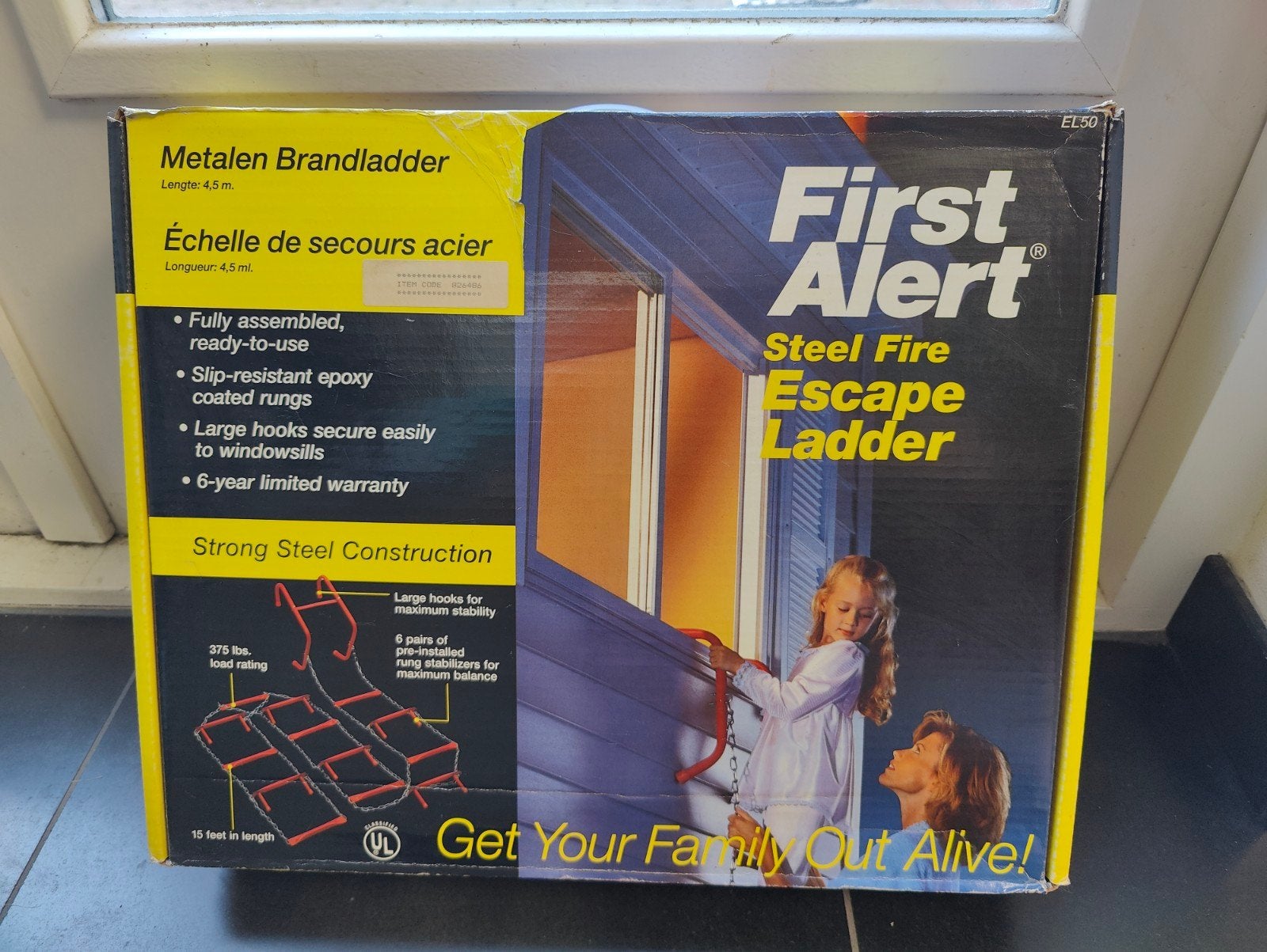 First Alert stalen Brandladder Vluchtladder (2 verdiepingen), Doe-het-zelf en Verbouw, Ophalen, Nieuw, Ladder, 4 meter of meer