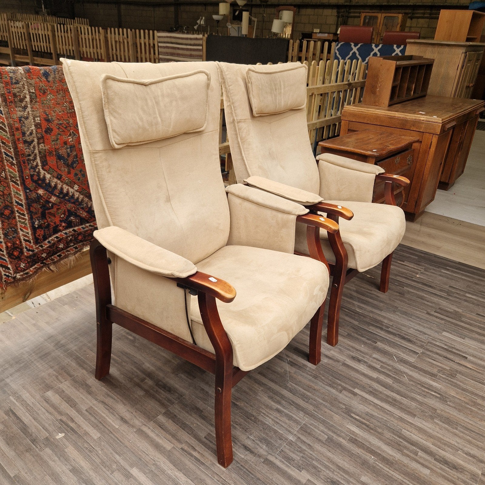 Twee verstelbare fauteuils -, Ophalen, Hout, Gebruikt, Klassiek, Comfortabel