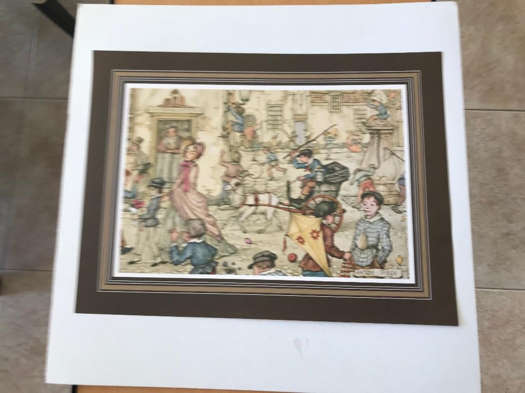 Anton Pieck prent met een jongen met zweep bokkewagen .etc., Ophalen of Verzenden, Zo goed als nieuw, Voor 1940, Prent
