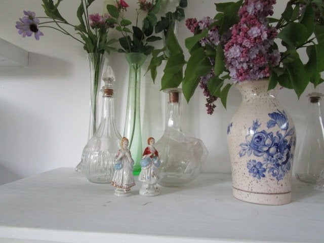 Retro vintage vaas Blauw wit keramiek. Scheurich keramik., Ophalen, Blauw, Zo goed als nieuw, 22 cm