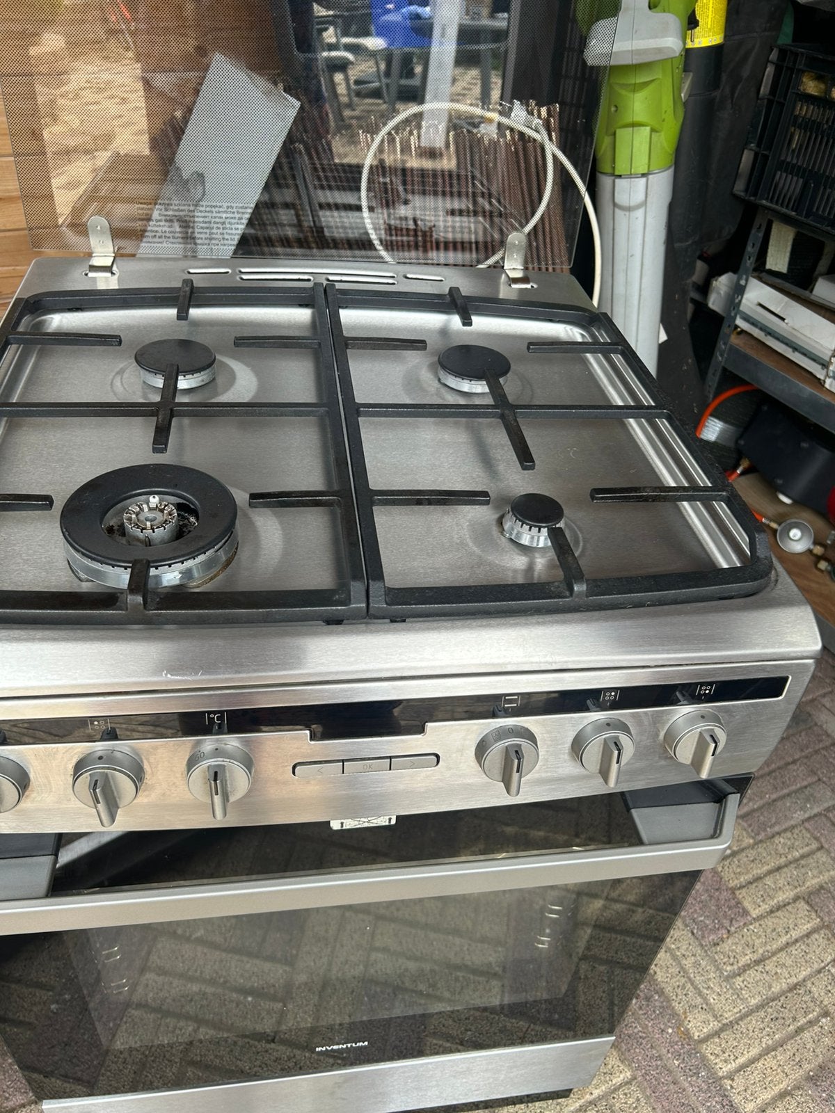 Inventum vrijstaand gasfornuis met elektrische oven, Ophalen, 60 cm of meer, 4 kookzones, Zo goed als nieuw