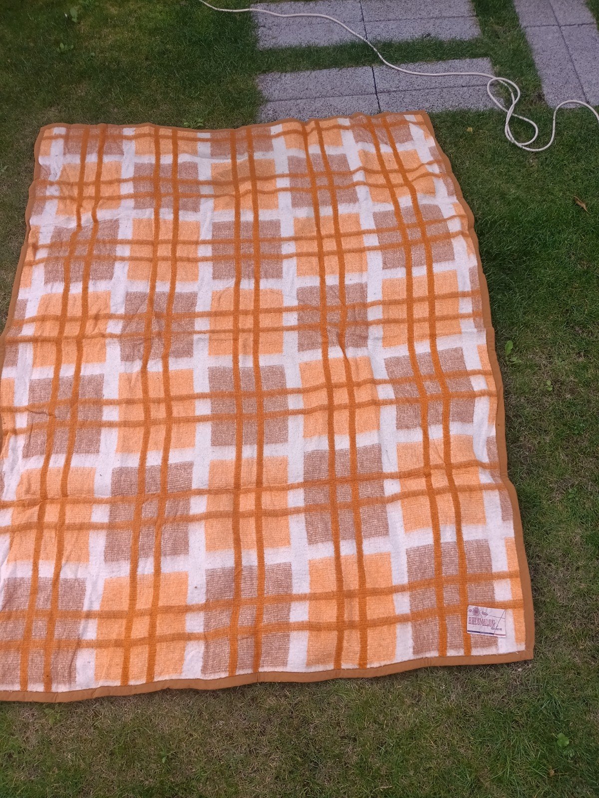 Vintage Rheuomalon deken - Retro plaid 150x200cm, Ophalen of Verzenden, Gebruikt, Tweepersoons, Deken of Dekbed