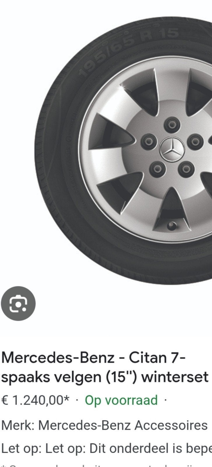 Mercedes-Benz Citan 7-spaaks velgen (15") winterset, Ophalen, Nieuw